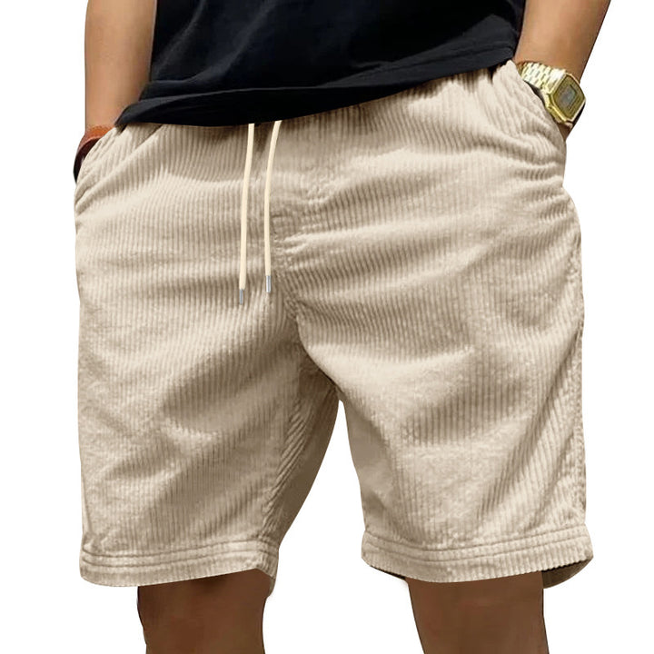 Herre afslappede cordshorts med elastisk linning og moderne stiklommer Stilla