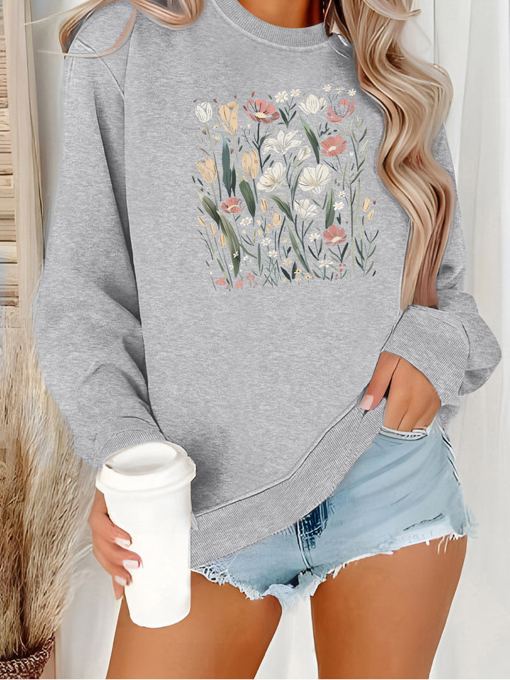 Kvinder sweatshirt med blomstermotiv og afslappet pasform Stilla