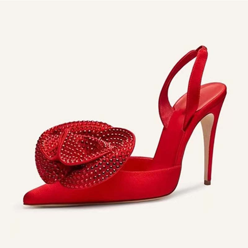 Femme Elegante Slingback-hæle med dekorative blomsterakster Stilla