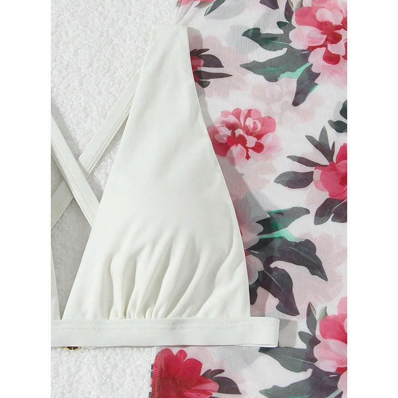 Dame bikini-sæt med blomster maxi-nederdel Skovae