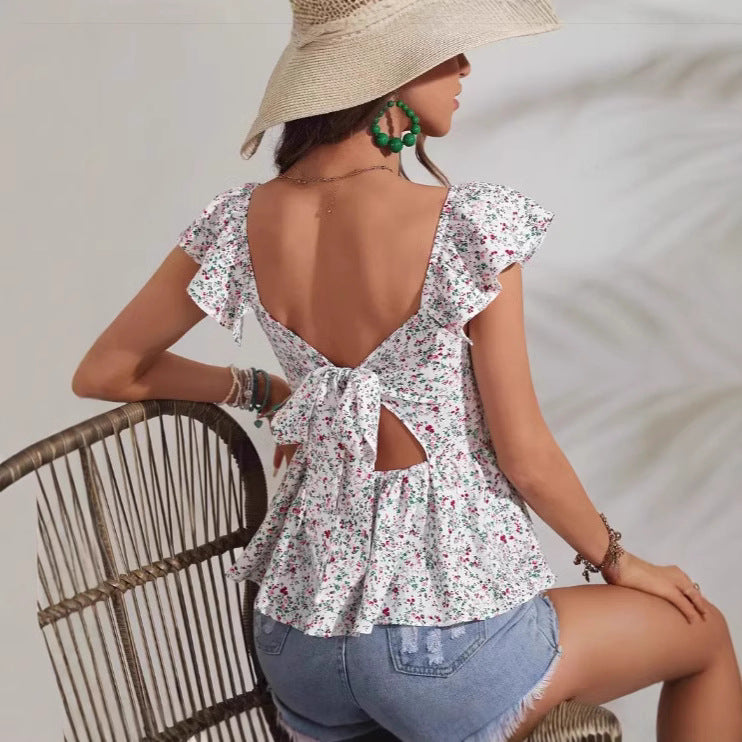 Dame blomsterprint peplum-top Stilla