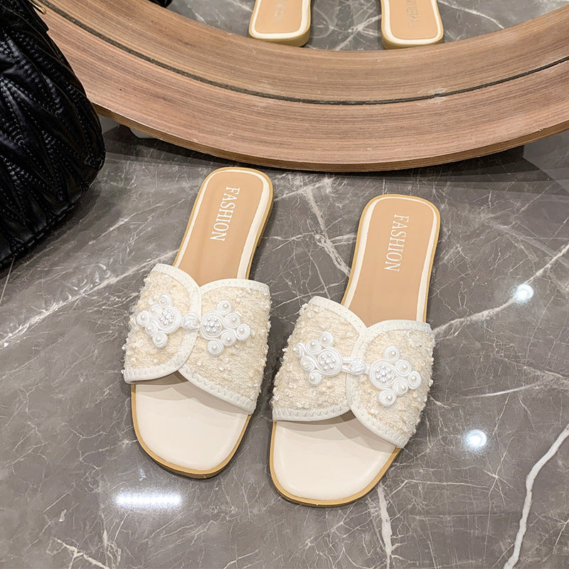 Dame mode slippers med glitrende applikationer Stilla