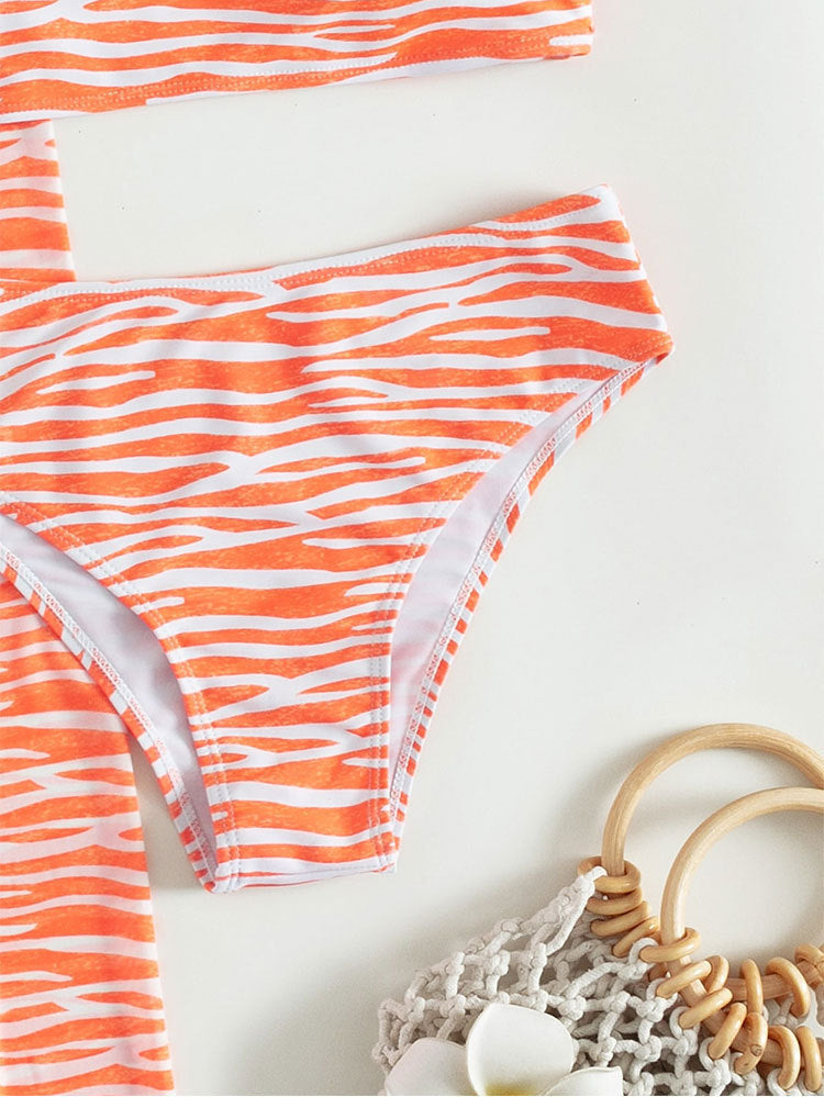 Damer TO-delt Crop-top og Nederdel-sæt med Zebra-mønster Skovae