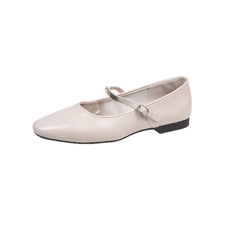 Dame elegant ballerinas med kvadratisk tåparti og justerbar rem Stilla