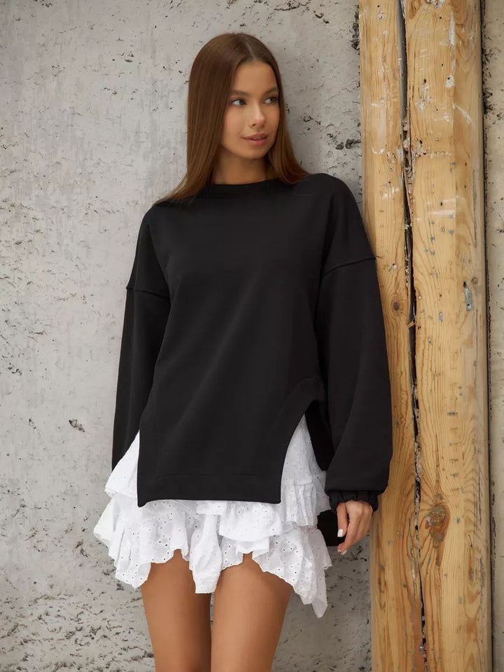 Dame Oversized Sweatshirt med unik skulderdetalje og afslappet pasform Stilla