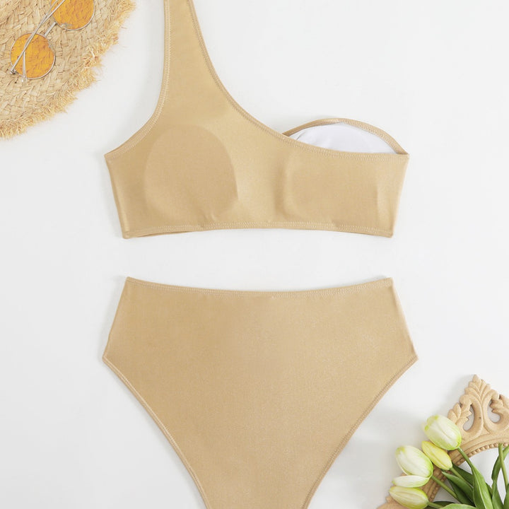Dame bikini-sæt med asymmetrisk top og dekorativ ringdetalje Stilla