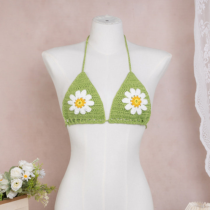Dame hækle bikini top med blomsterdesign Skovae