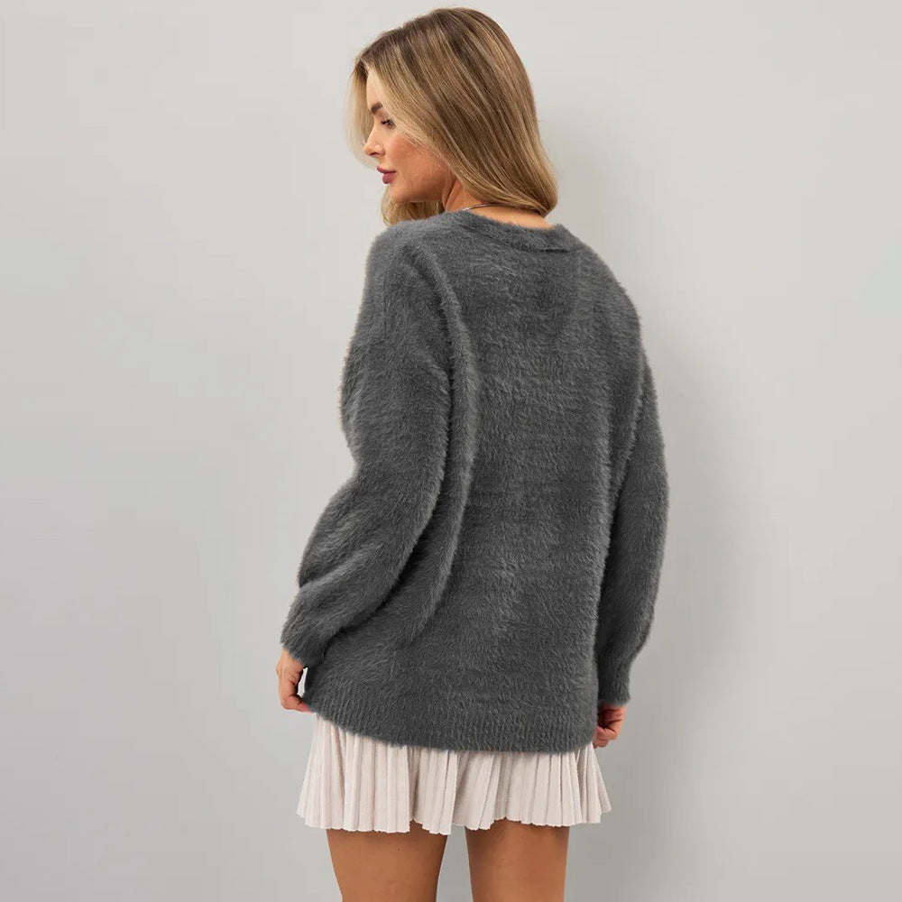 Femme Oversize Knapper Fuzzy Strik cardigan Stilla