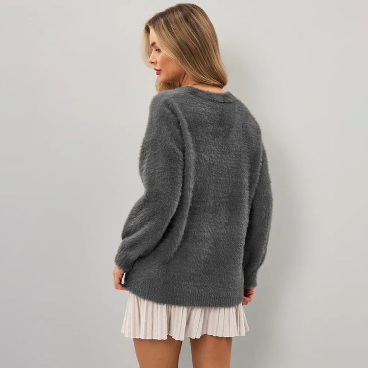 Femme Oversize Knapper Fuzzy Strik cardigan Stilla