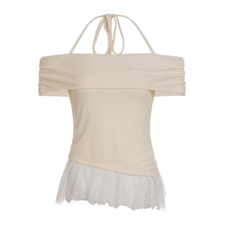 Dame Off-Shoulder Top med Ruffle Kant Skovae