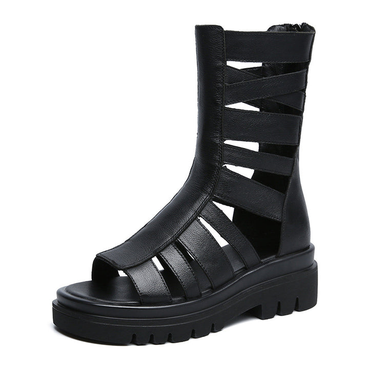 Femme Open-Toe Chunky Gladiator Ankelstøvler med spænde-design Stilla