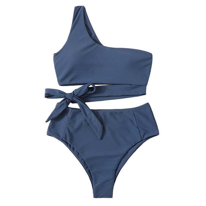 Dame bikini-sæt med asymmetrisk top og højt skåret bukser Stilla