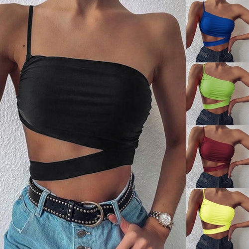 Kvinder asymmetrisk cutout crop top Stilla