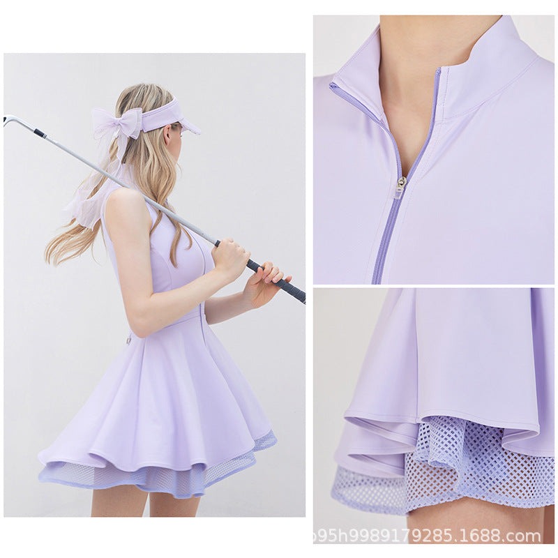 Dame sporty-elegant Mini-Relax-kjole med lynlås og laglook Stilla