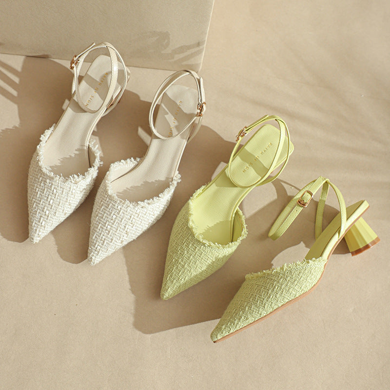 Dame Elegant Slingback Blokhæl Mules Stilla