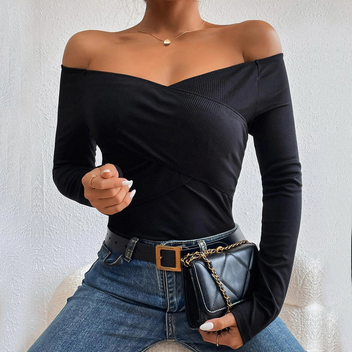 Kvinder Off-Shoulder Bodysuit med Lange Ærmer og Elegant Indpakningsdesign Stilla