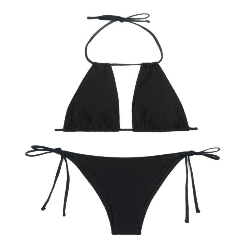 Dame triangel-bikini med stilfuld cut-out og justerbare bånd Skovae