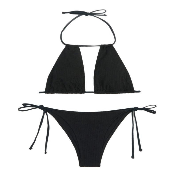 Dame triangel-bikini med stilfuld cut-out og justerbare bånd Skovae