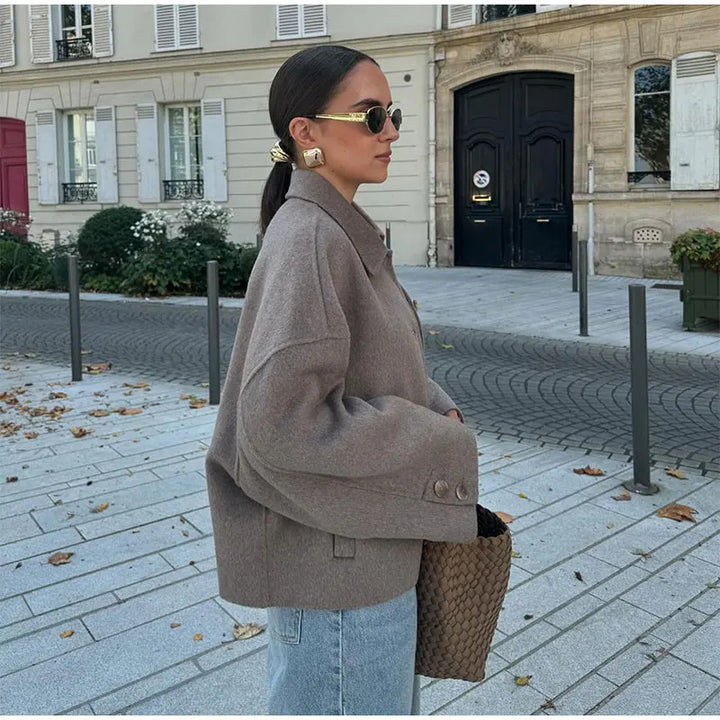 Kvindernes stilfulde oversized uldfrakke Stilla