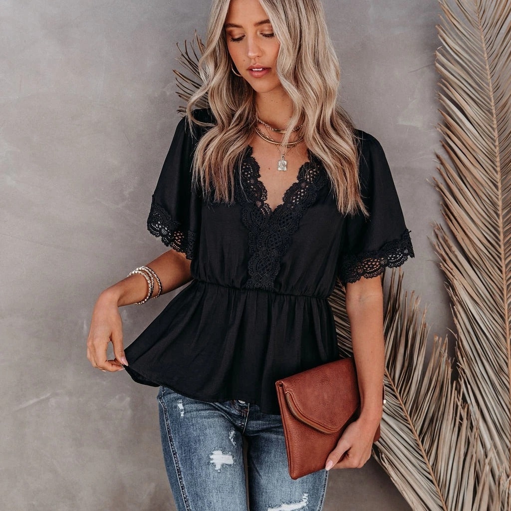 Femme Spidskant Peplum Top Stilla