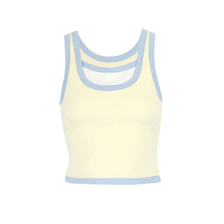 Dame Sporty Crop Top med unik snit og dobbelt stropdesign Skovae