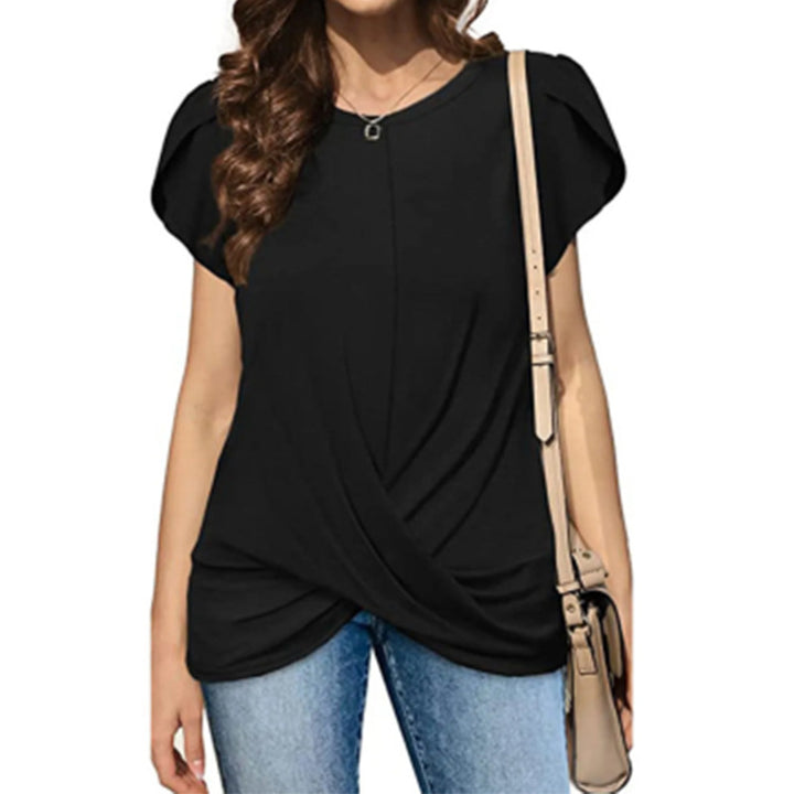 Dame afslappet T-shirt med elegant knude Stilla