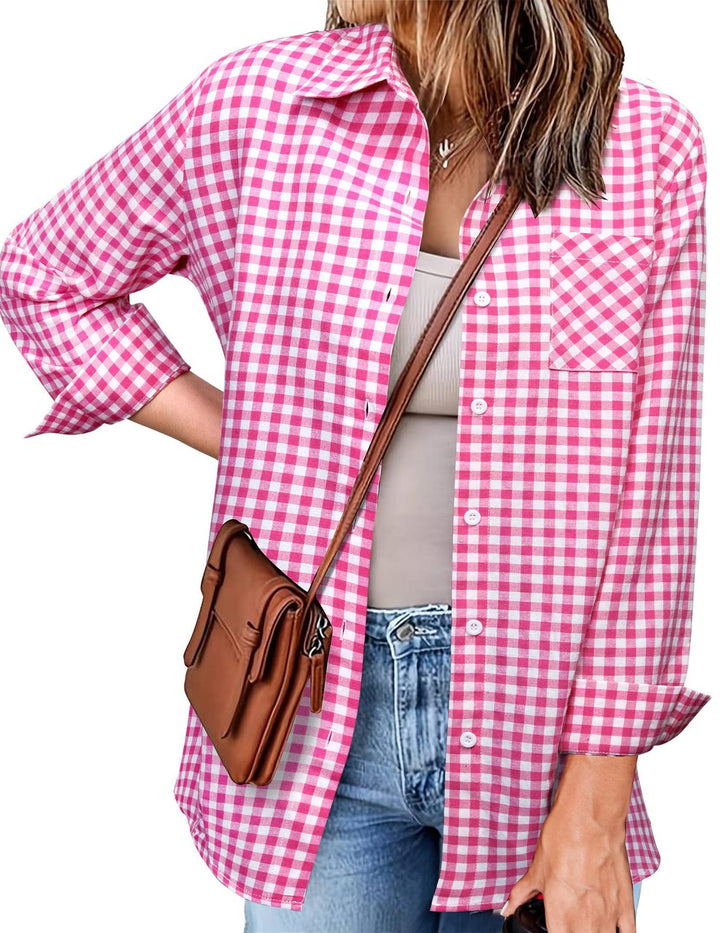 Femme Button-Up Gingham Check Shirt Stilla