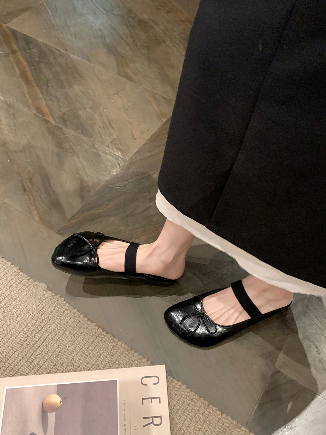 Dame Elegant Ballerina Flats med justerbar rem Stilla