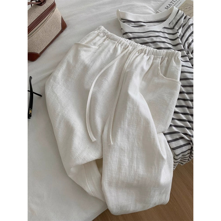 Dame Relaxed Fit Stribet Langærmet Top og Let Joggingbukser Sæt Stilla