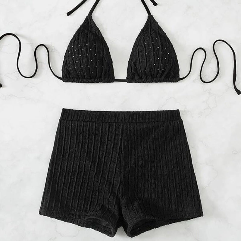 Femme Rip-Triangle-Bralette og Høj Talje Shorts Bikini Sæt Stilla