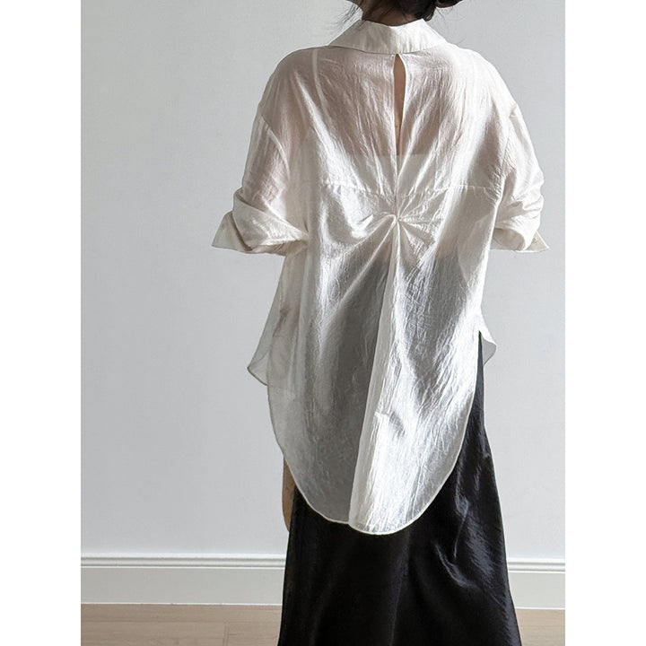 Dame afslappet silke blouse med skjult lukning Stilla