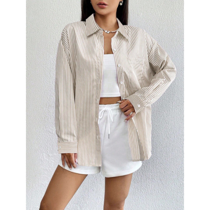 Dame Oversize Skjorte med fine Striber Stilla