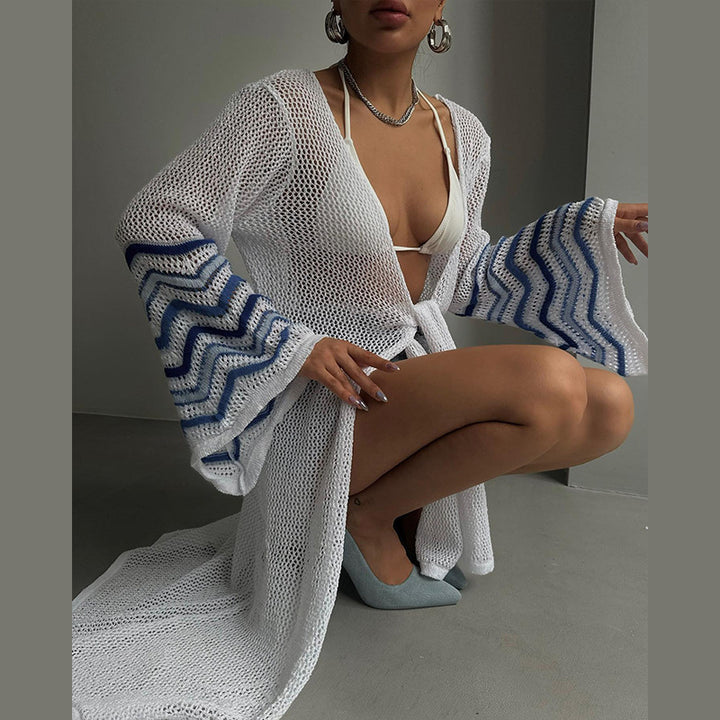 Dame luftig net-kimono med moderne ærmedesign Stilla
