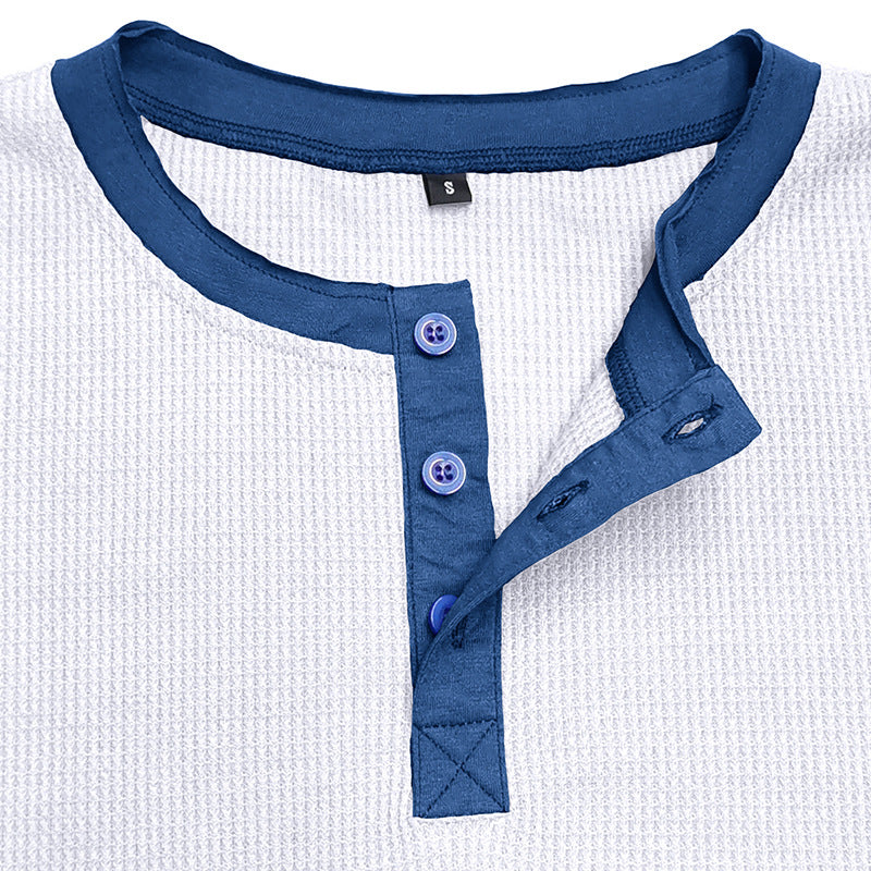 Herrer Langærmet Henley-shirt i åndbart bomuldsblandning med stilfuld kontrastkrave Stilla