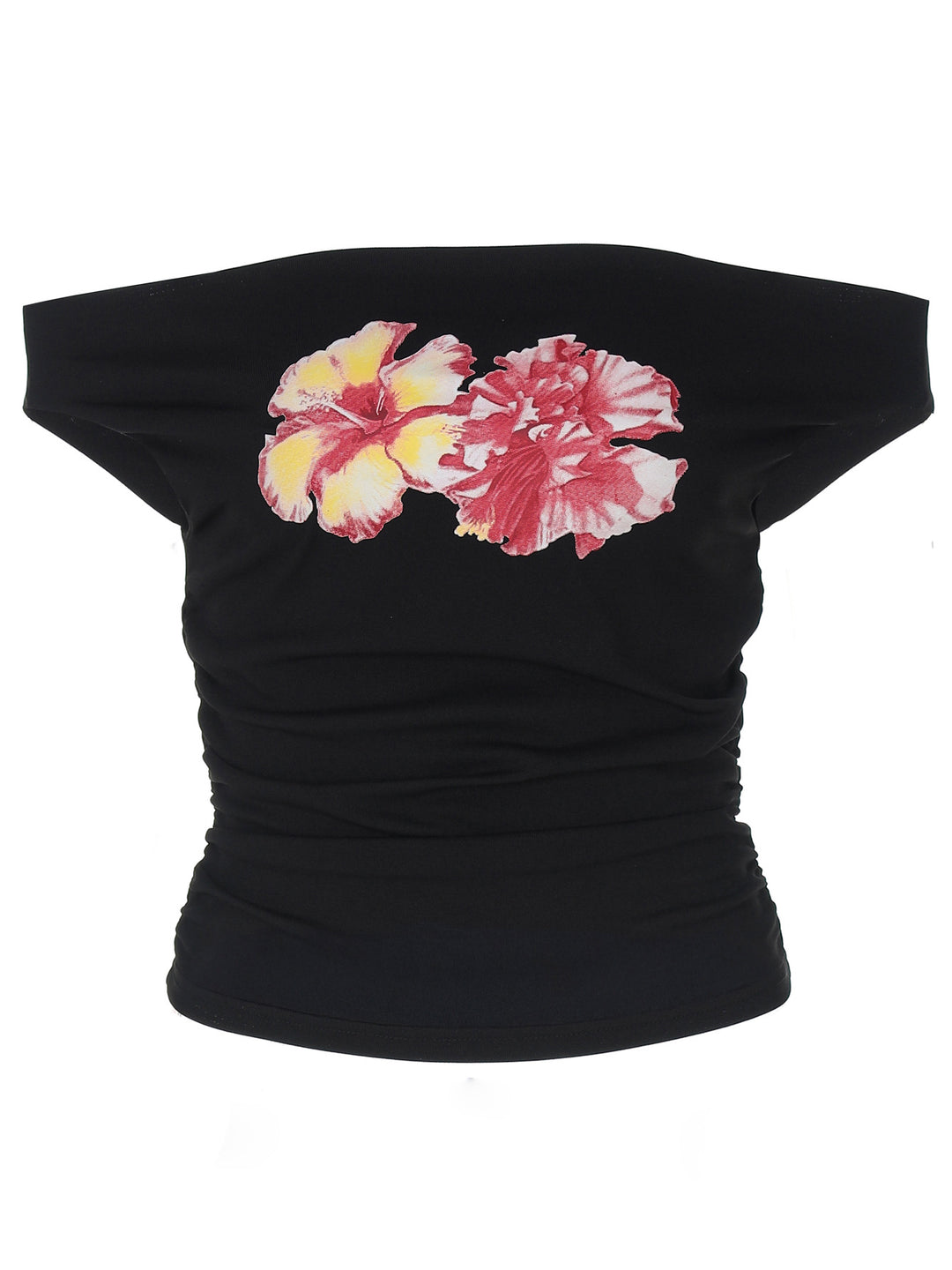 Dame top med off-shoulder design og blomstret tryk Stilla