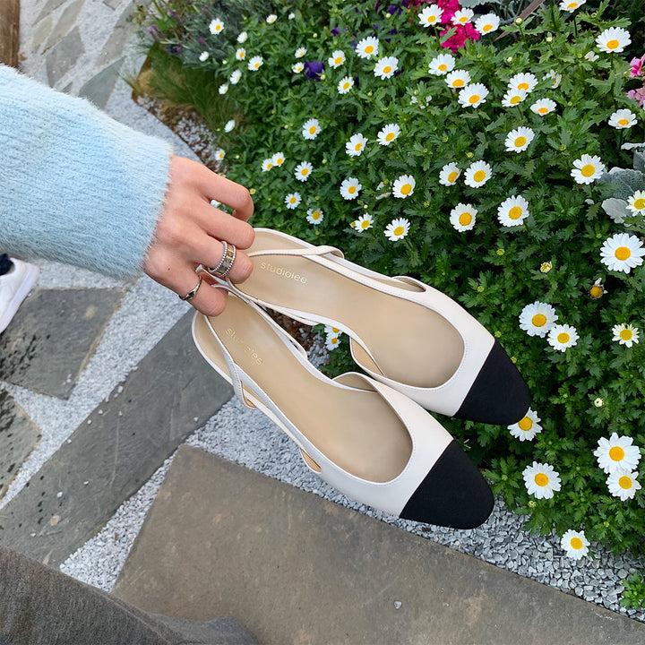 Dame Sling-pumps med modigt kontrastdesign og elegant blokhæl Stilla