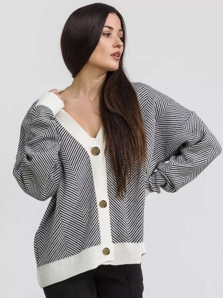 Femme Stilfuld Chevron-mønster Cardigan Stilla
