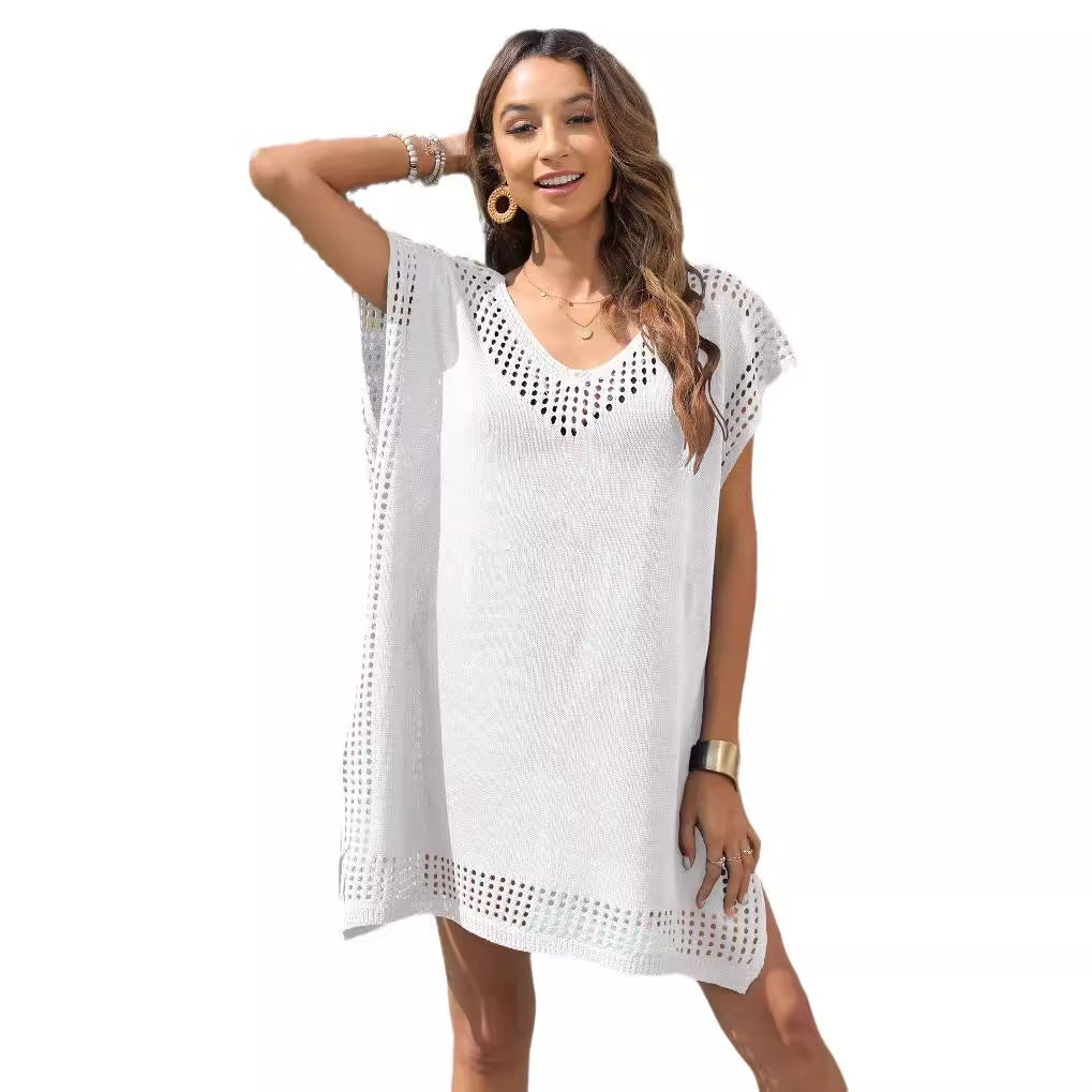 Dame luftig kaftan med gennembrudt design Stilla