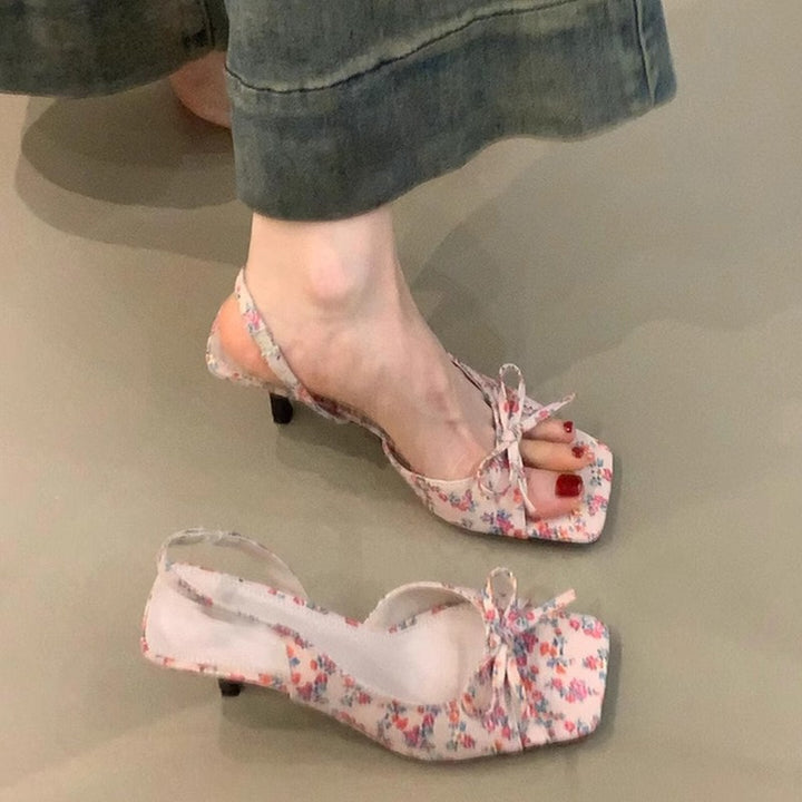 Dame Floral Bindesandaler med Slingback Stilla