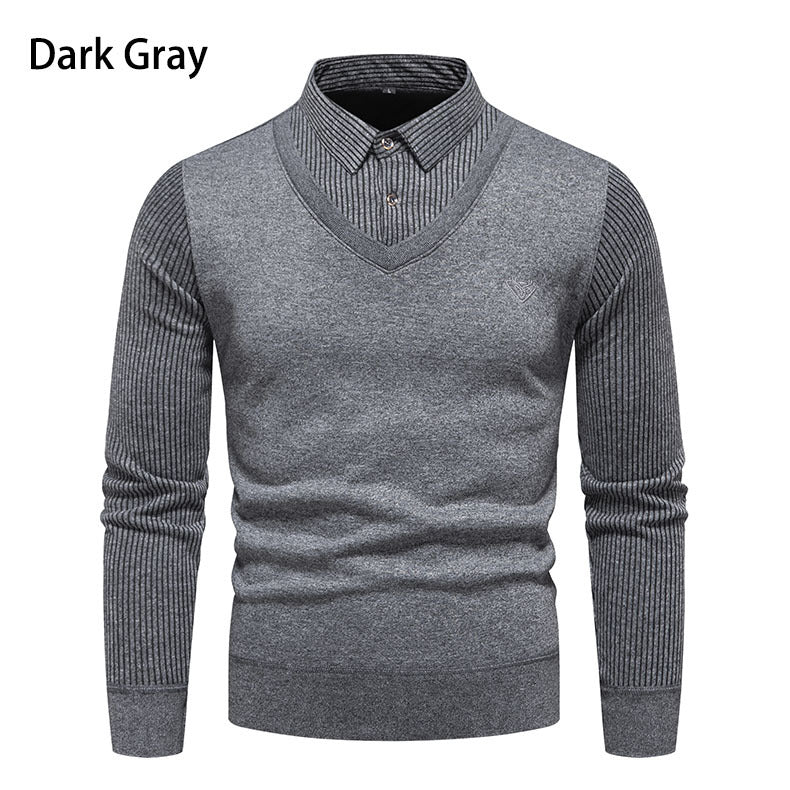 Herrer Smart Casual V-hals pullover med kontrasterende stripeærmer Stilla