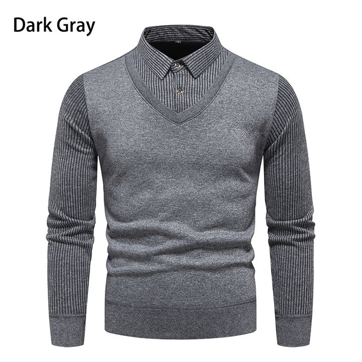 Herrer Smart Casual V-hals pullover med kontrasterende stripeærmer Stilla