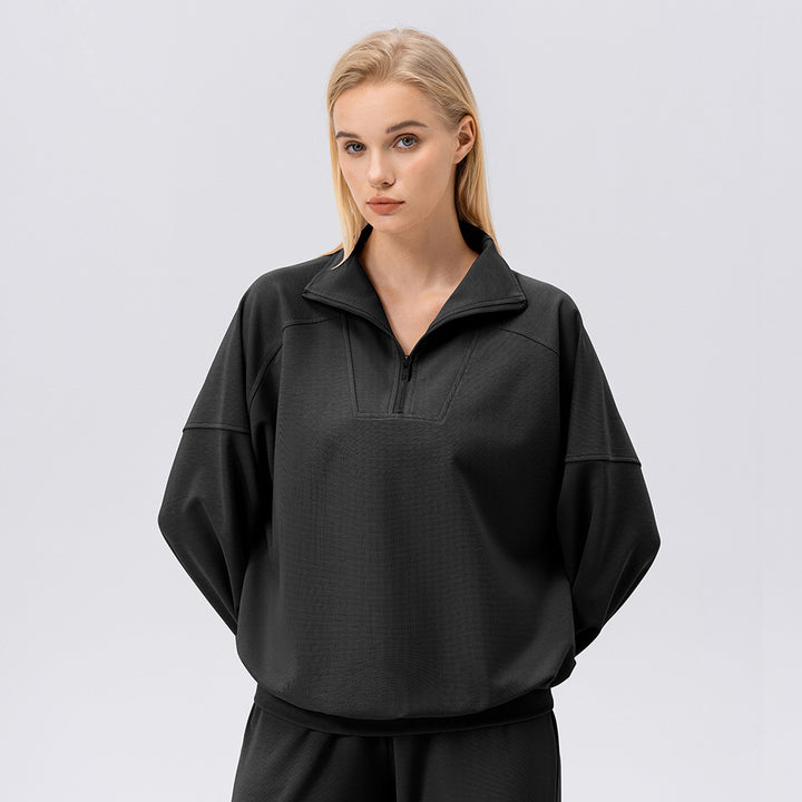 Dame sportpullover med moderne halvpulje og løs pasform Stilla