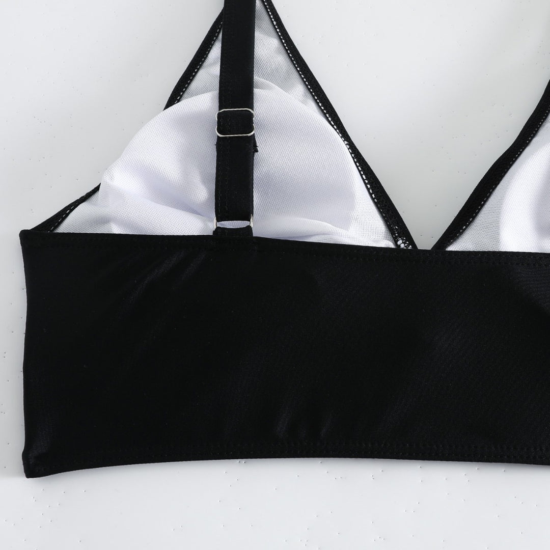 Dame Højtaljet Bikini-Sæt med elegant knudedesign og blomsterprint Stilla