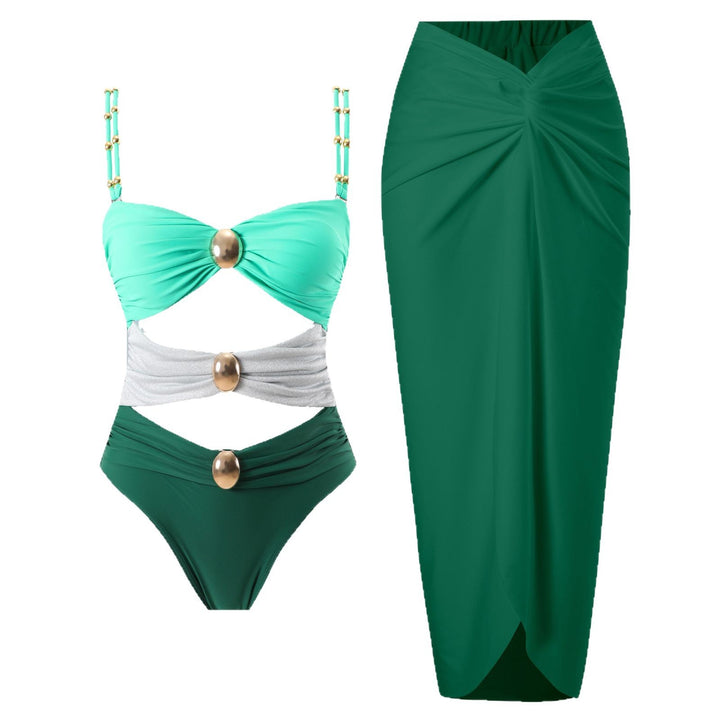Dame Elegant Badedragt med draperet silhuet og moderne ringe Stilla