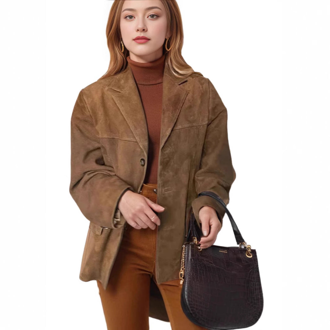 Femme Suede Blazer med ustruktureret snit Stilla