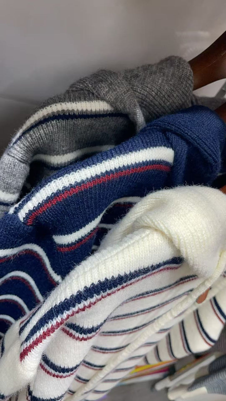 Damer fashionable hoodie sweater med tekstureret stribemønster Stilla