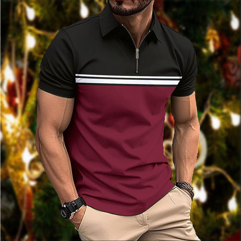 Herrer elegant kortærmet polo-shirt med moderne lynlås Stilla