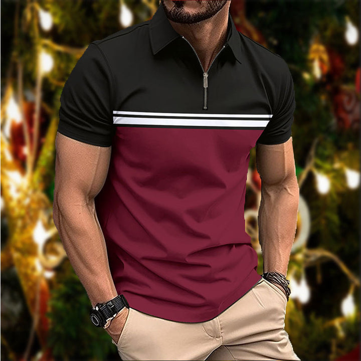 Herrer elegant kortærmet polo-shirt med moderne lynlås Stilla