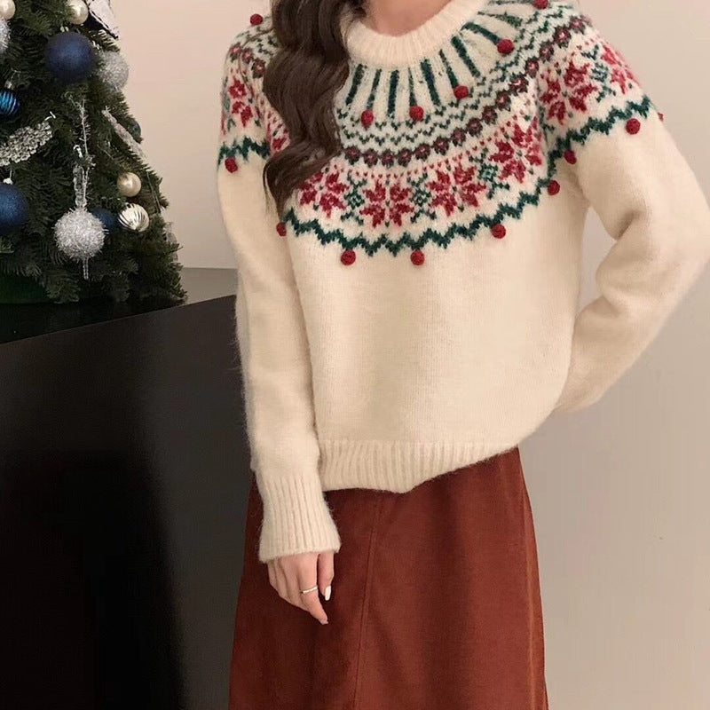 Femme Artistic Fair Isle mønstrede strikpullover Stilla