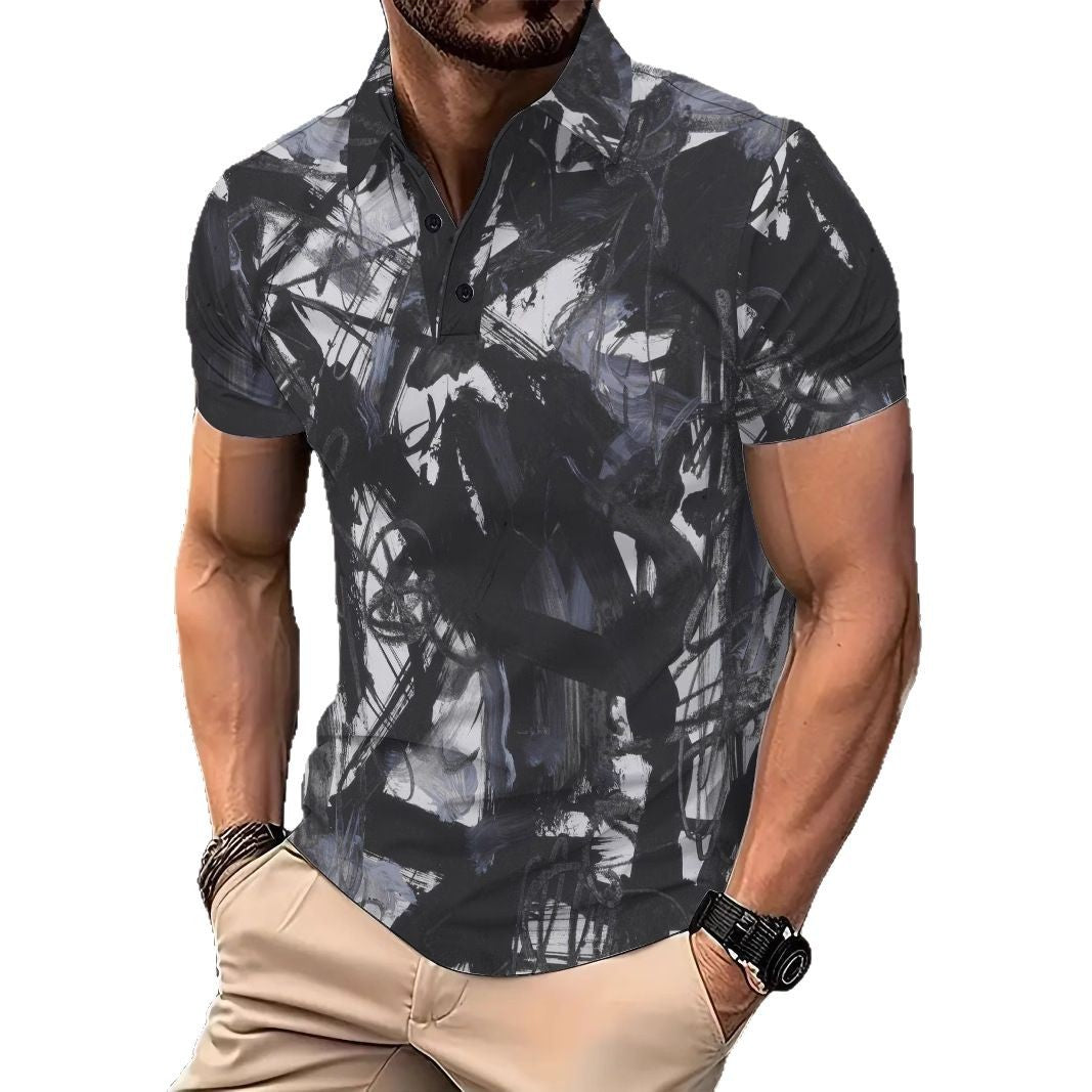 Herrer Poloshirt med moderne kunstnerisk grafisk design Stilla